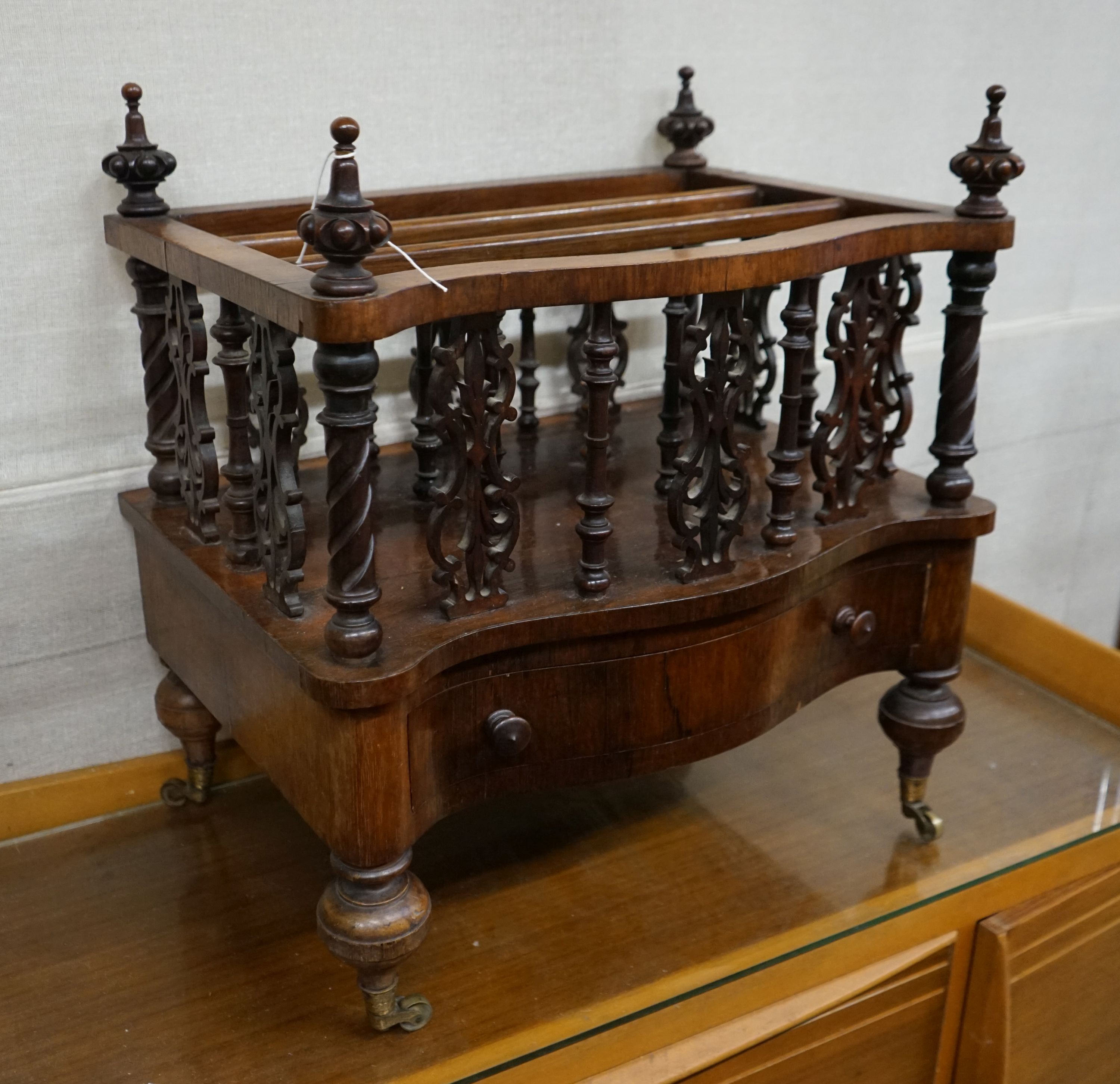 A Victorian rosewood three division serpentine front Canterbury, width 56cm, depth 40cm, height 60cm